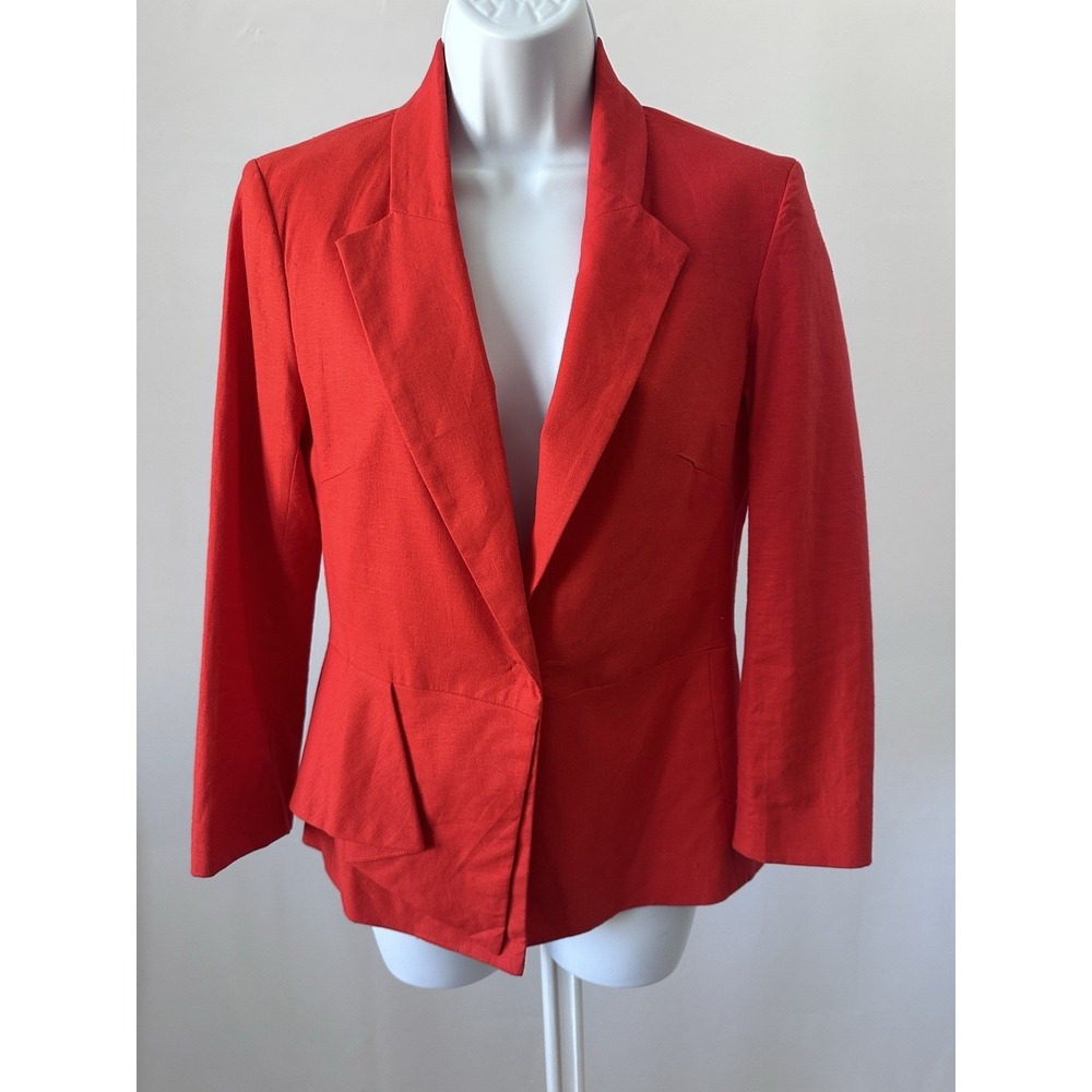 NWT New York & Company Women's Sz 6 Red Linen Blend Blazer (b52)